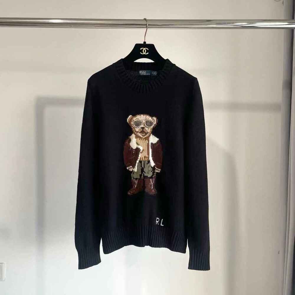 Polo Ralph Lauren Aviator Bear Knit Sweater Pilot Polo Bear Casual Pullover